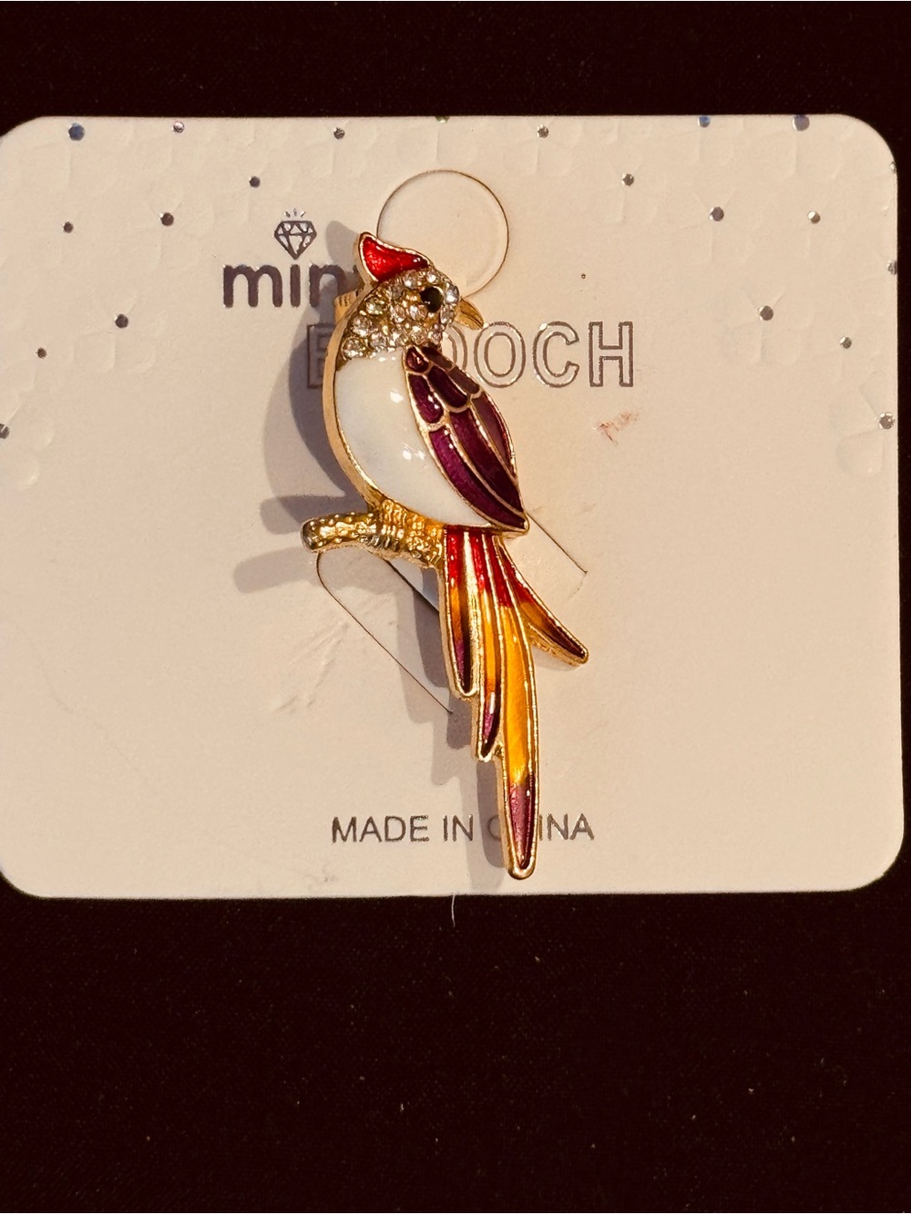 Vibrant Parrot Bird Brooch – Gold Tone Enamel & Rhinestone Tropical Pin NWT